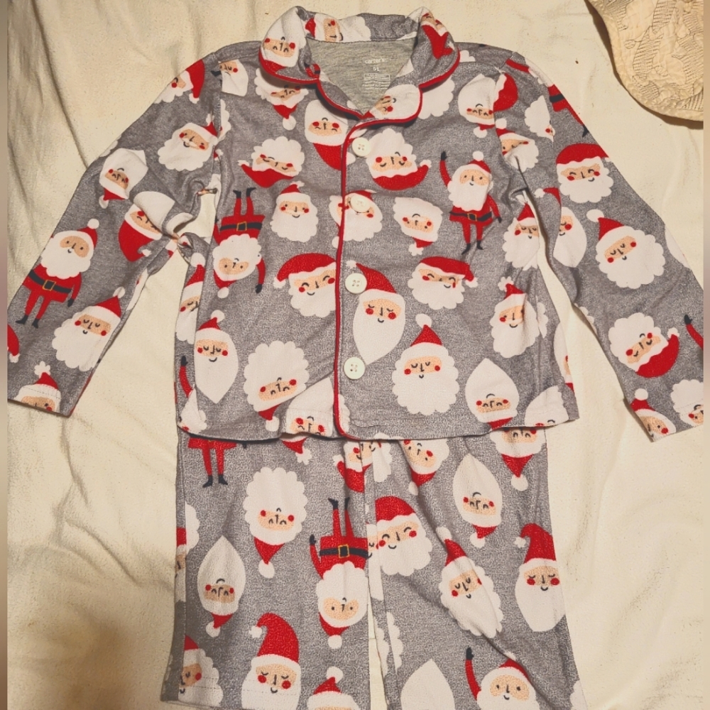 Carter's - Grey Flannel Santa Pajama Set - Longsleeves - Size 5T